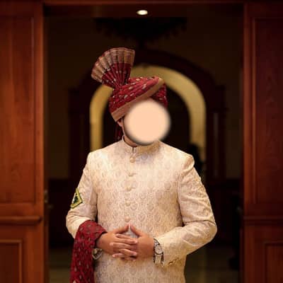 Groom designer embroidered sherwani+Turban+Embroidered Loafers