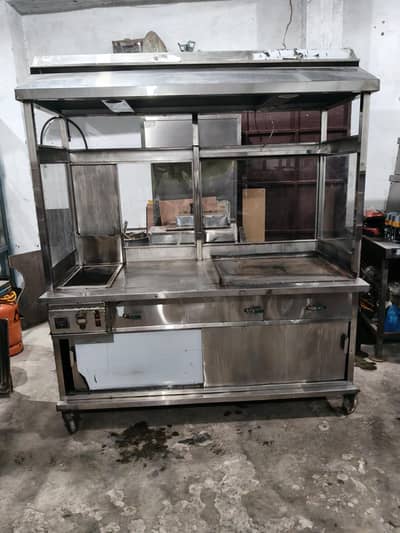 6 FT Shawarma Counter with Fryer and Shisha Setup