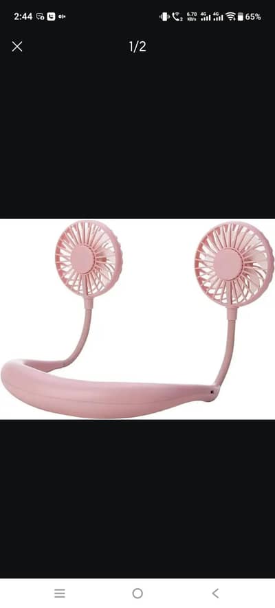 Portable Neck Fan, USB Rechargeable Fan Pink