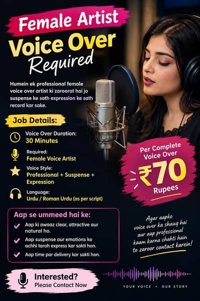 Female Voice Over Artist Required!