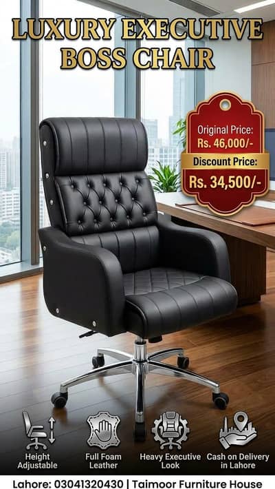 Boss Chair & Complete Office Furniture | Free Delivery in Lahore