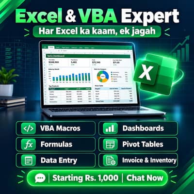 Excel & VBA Expert | Macros, Dashboards, Formulas, Data Entry