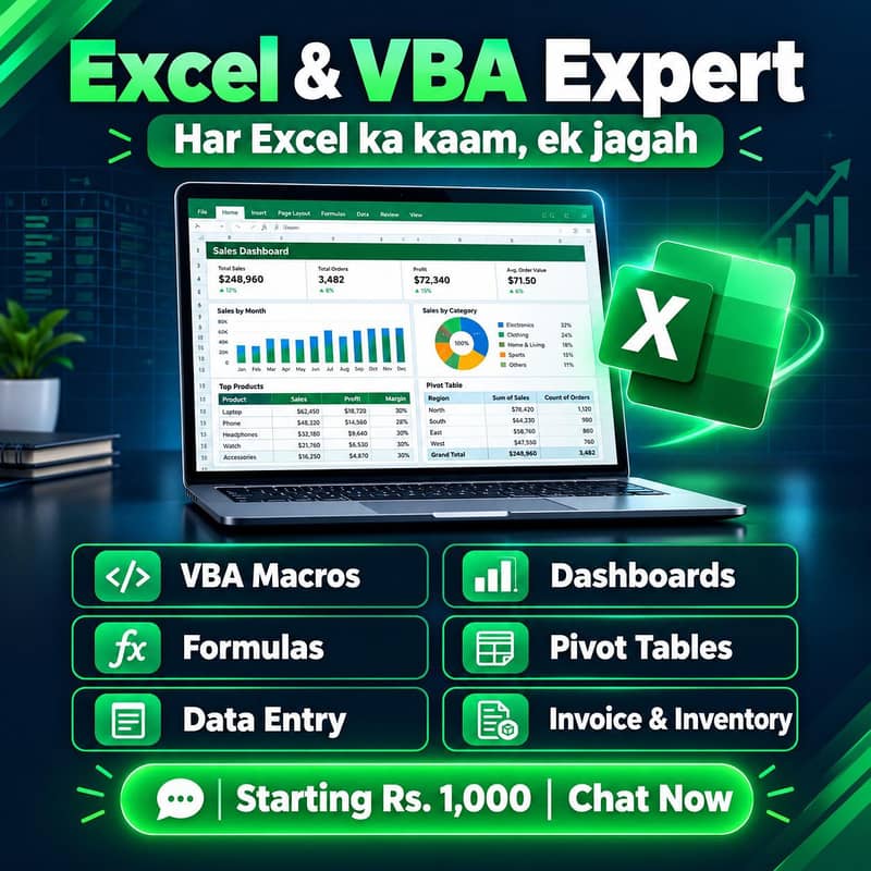 Excel & VBA Expert | Macros, Dashboards, Formulas, Data Entry 0