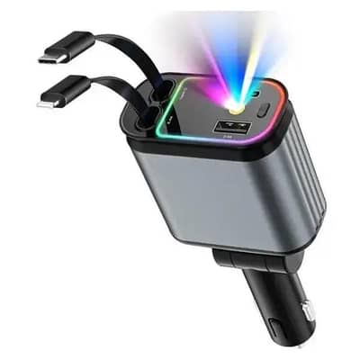 4 in 1 starry Sky Fast car charger with retractable cable