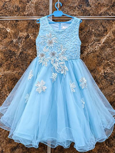 Beautiful Sky Blue Fancy Party Wear Frock for Girls (5–6 Years)