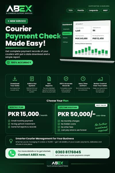 Shopify web and courier payments tools