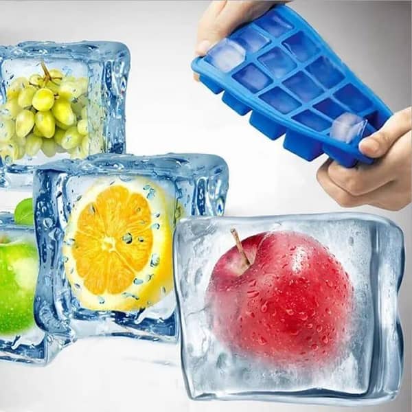 T  Flexible Silicone Ice Cube Trays with Lid - BPA-Free, Push Button Ice Molds for Freezer - Perfect Square Ice Grid Mold Ice Maker for Drinks and Cocktails
