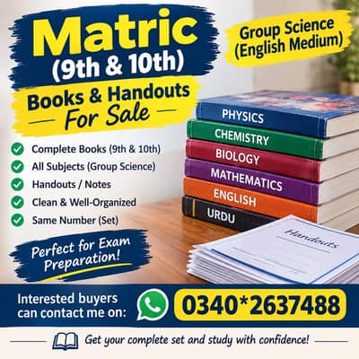 Matric (9th & 10th) Books & Handouts for Sale