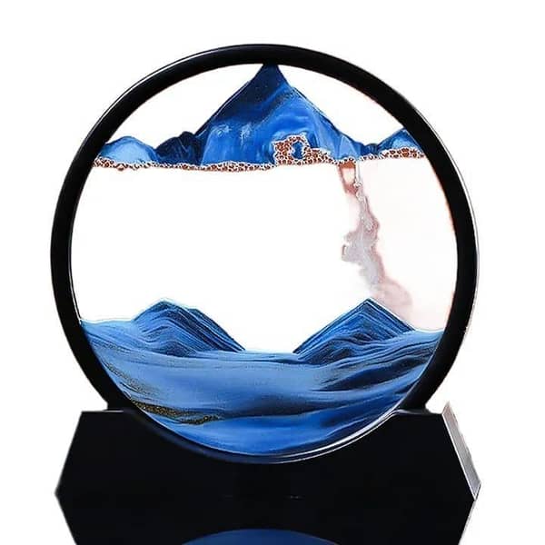 T  Moving Sand Art - Hourglass Sand Timer - 3D Moving Sand Mountain Lamp with Metal Stand - Showpiece - Home Decoration