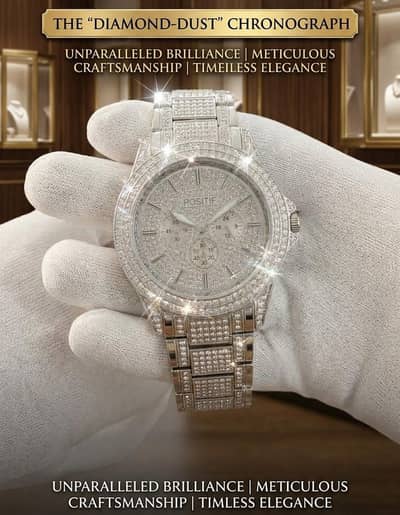 Positif Iced-Out Silver Fashion Watch with Rhinestones