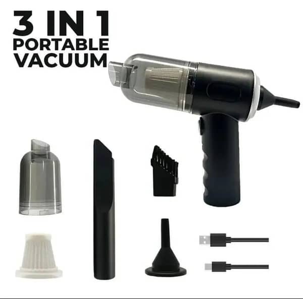 T  Multi-functional 3 in 1 Vacuum Cleaner - Rechargeable Dual Mode Cordless Handheld Wireless Lightweight Cleaning Tool, Ideal for Cars, Sofas, Carpets, Home & Office Use, with Duster & Blower Features for Dust, Electronics, and Delicate Surfaces
