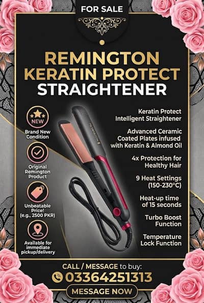 Silk Keratin Intelligent Hair Straightener - Ceramic Coated (Box Pack)