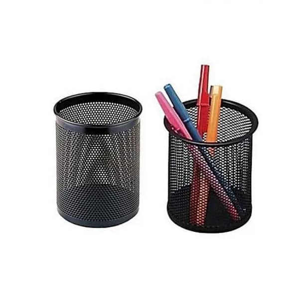 T  Metal Mesh Pen and Stationery Holders, Black Desk Organizers with Round and Square Shapes, Versatile Pen Pencil Holder, Office Accessories for School, Home, and Office