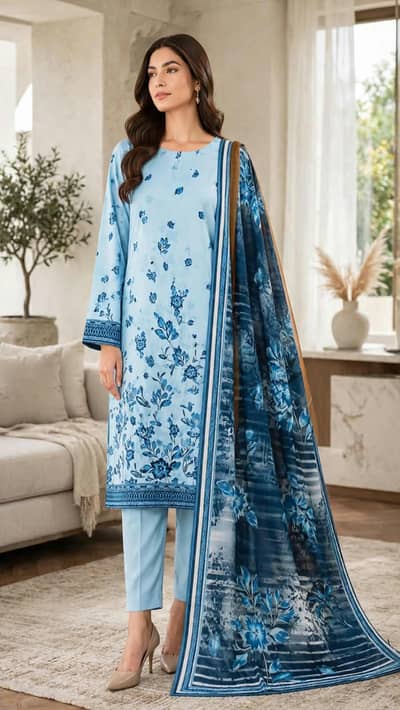Beautiful Ladies 3 Piece Printed Lawn Suit with Dupatta