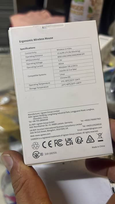 UGREEN Ergonomic Wireless Mouse 4000 DPI - New Box Pack