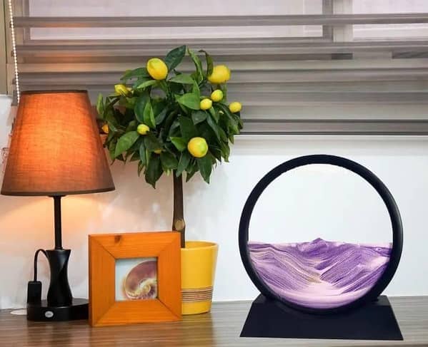 T Sandscape Painting - Sand Clock - Moving Sand Art - Hourglass Sand Timer - 3D Moving Sand Mountain Lamp with Metal Stand - Showpiece - Home Decoration
