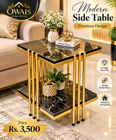 Side Table|Modern Side Table|Bedside Table|Metal Frame Table