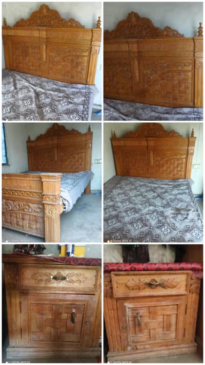 Wooden Double Bed Set For Sale - Rohillawali