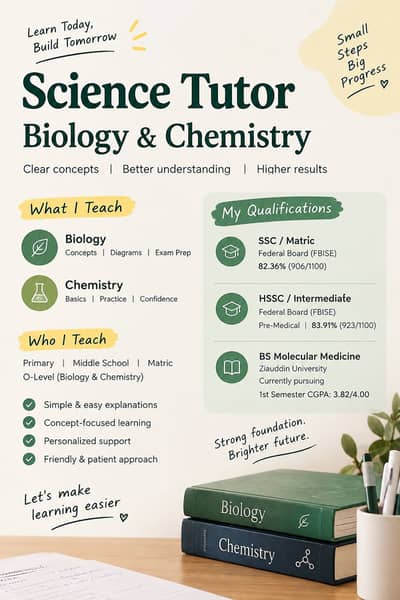Science Tutor | Biology & Chemistry
