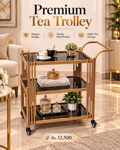 Tea Trolley | Coffee Trolley | Serving Cart | Kitchen Trolley|