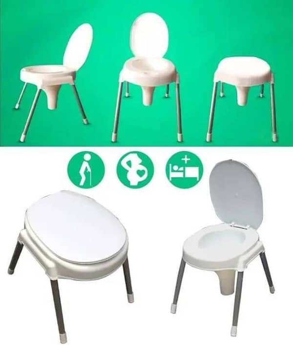 T   Toilet Commode Chair Over The Flush Usage Commode Seat With Four Strong Steel Legs Non Rust Full fiber