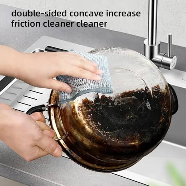 T  Pack of 3 Magic Cleaning Cloth Thickened Double -sided Wire Rags Kitchen Dish Pot Wash dishing Cloths Towel Clean Tools