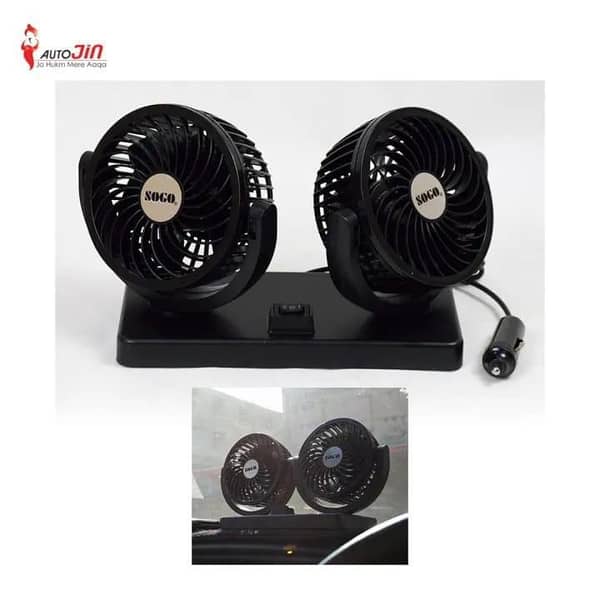 T  Double Headed Car Ac Fan 12v