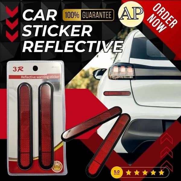 Car Reflector Warning Sticker Night Light - Pack Of 2