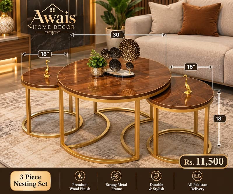 Table | 3 Piece Nesting Set | Cofee Table| 0