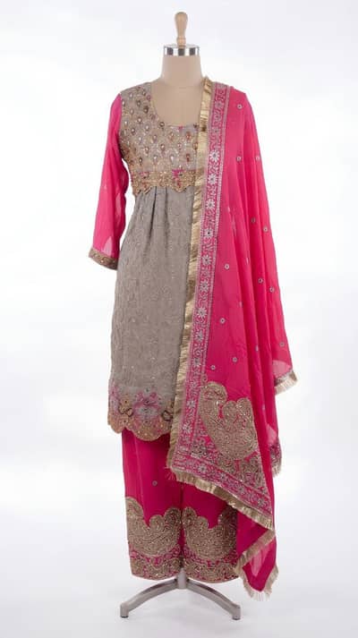 Elegant Hot Pink & Grey Heav3y signer Suit