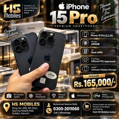 iPhone 15 Pro 256 GB Official PTA Approved Unknown Display Message