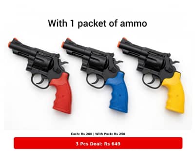 Kids Toy Revolver Ring Cap Gun Patakha Sound - 3 Pcs 649