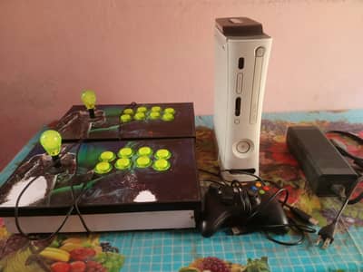 Xbox 360 Console with 120GB HDD, 2 Arcade Fight Sticks & Wired Contr
