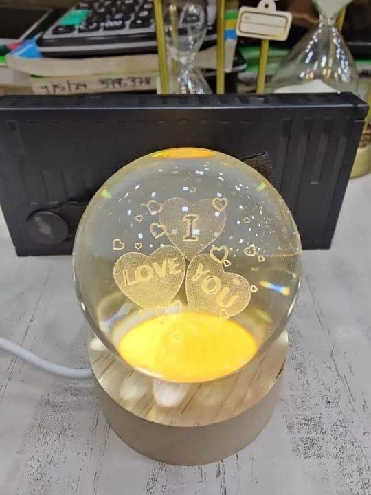 T  Led Crystal Ball 3D Luminous Universal USB