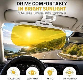Car Sun Visor Yellow & Black Night Vision Shade for Clear Driving - Oval