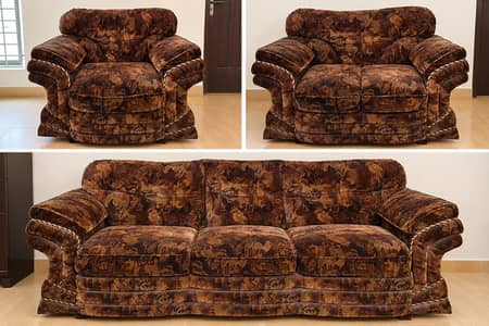 Used Luxury Brown Sofa Set – Comfortable & Spacious