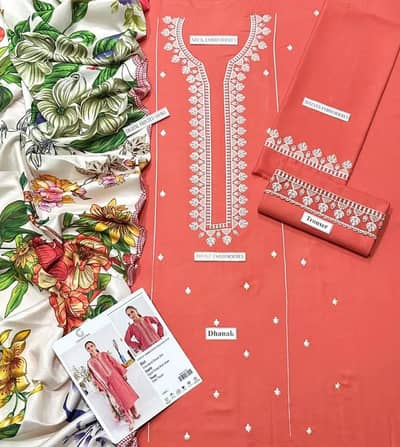 Woman Unstitched pink color Clothes Cash on Delivery