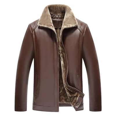 men leather jacket with fur lining black