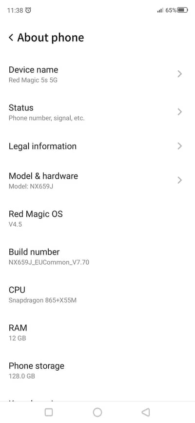 Zte nubia RedMagic 5G pTa approved 12/128  conditions 10/8
