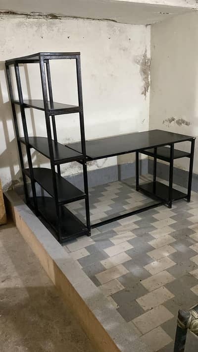 Steel dest with attached Shelf