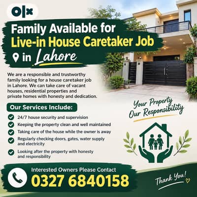 Family Available for Live-in House Caretaker Job in Lahore