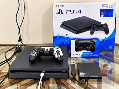 PS4 Slim 500GB+Jailbreak 9.0 best version+2 wireless controllers+Box