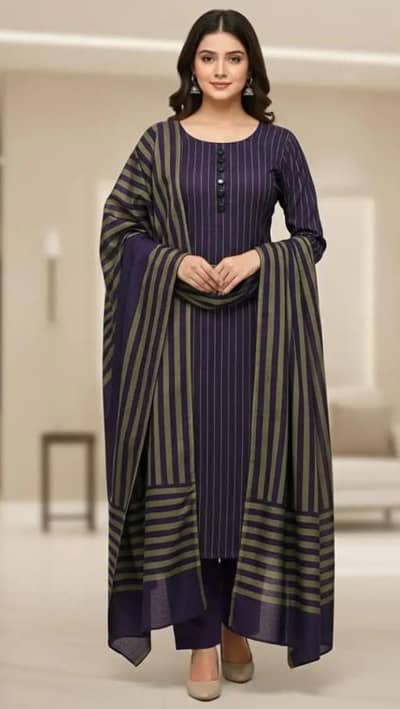Winter Marina 3 Pcs Purple Design - COD - Lahore