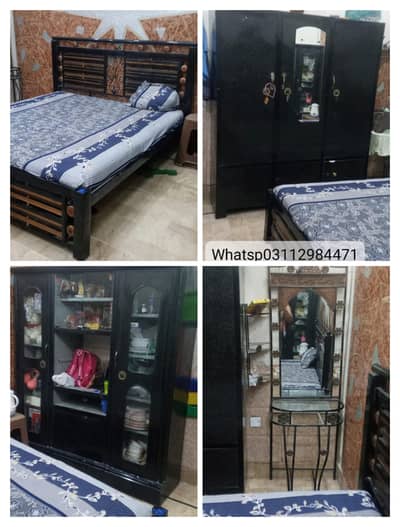 iron bedroom set with matress in liyaqabad detail parhe