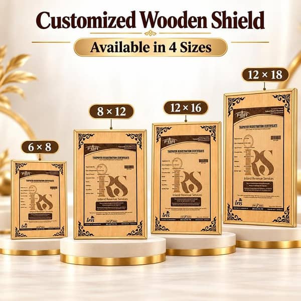 Customized Wooden Shield Engraved Picture Certificate Gift