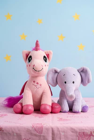 pink unicorn and elephant