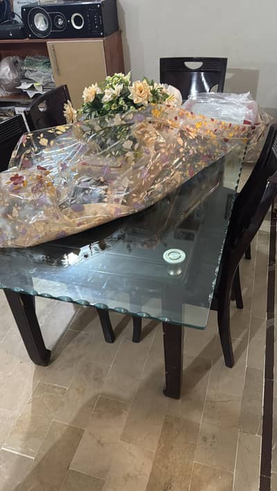 Sofa , dining table and glass center table and side tables  iron tabl