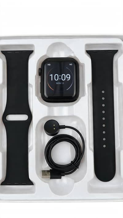 smart watch black hd Display Box pack With Charger  strap new