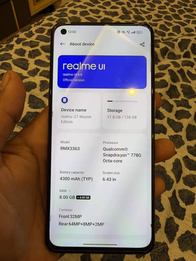 Realme GT Master Edition 8/128 gb official pta approved