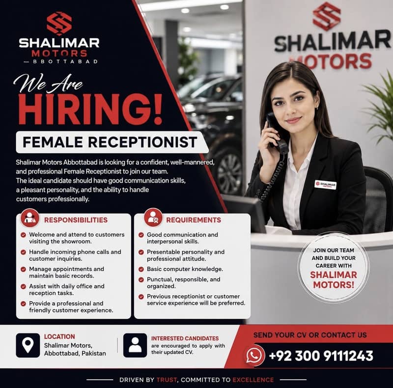 Female Receptionist - Sales Jobs - 1120412489